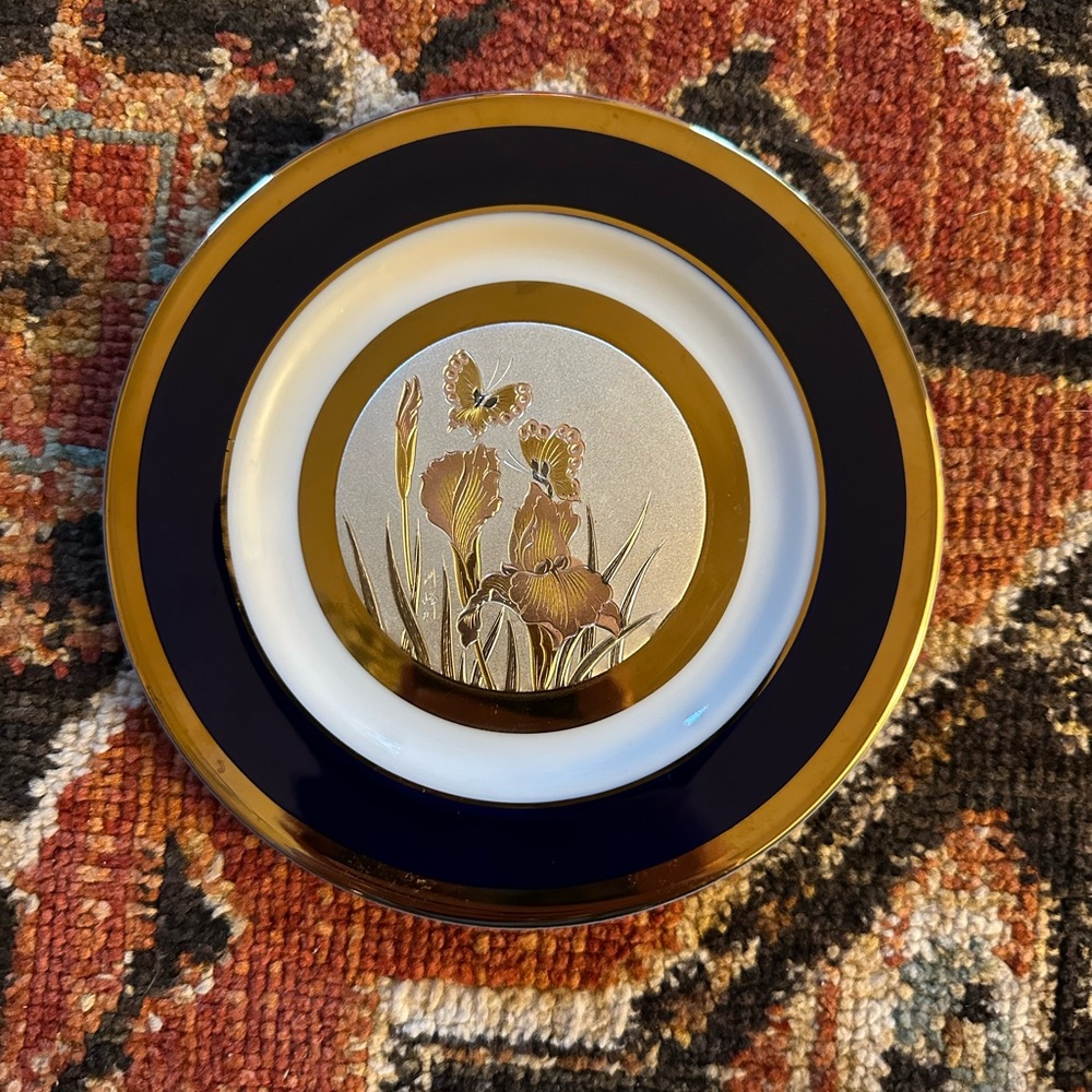 Vintage Elegant Gold and Indigo Decorative Mini Plate